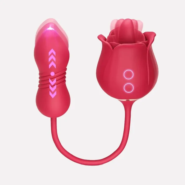 SHD S361 Rose Licking & Thrusting Dual Egg Vibrator