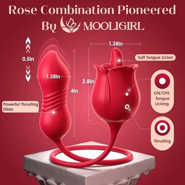 SHD S361 Rose Licking & Thrusting Dual Egg Vibrator