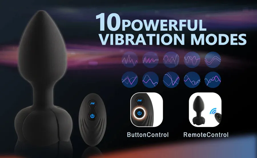 Rose LED Vibrating Butt Plug Relaxing Anal Trainer