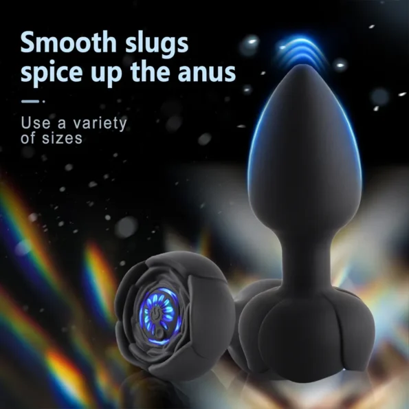 Rose LED Vibrating Butt Plug Relaxing Anal Trainer