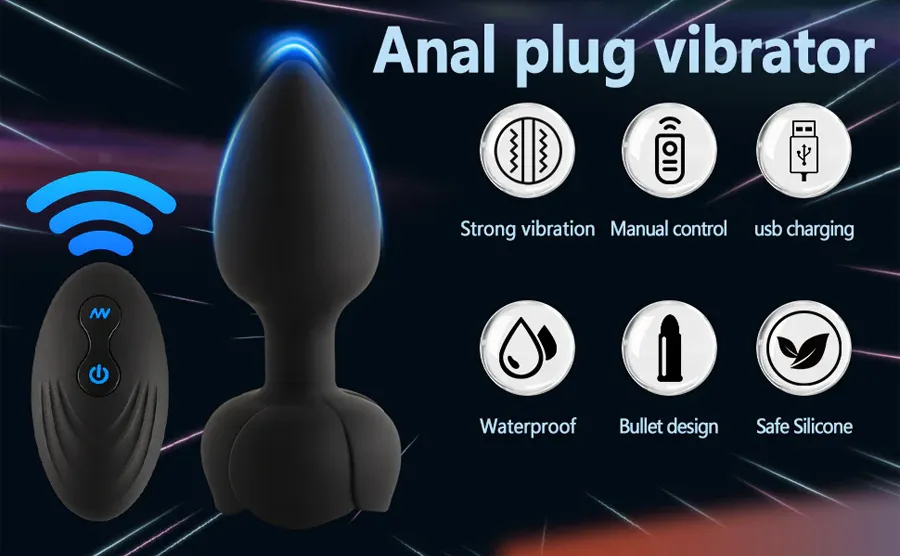 Rose LED Vibrating Butt Plug Relaxing Anal Trainer