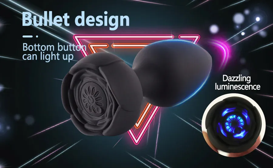 Rose LED Vibrating Butt Plug Relaxing Anal Trainer