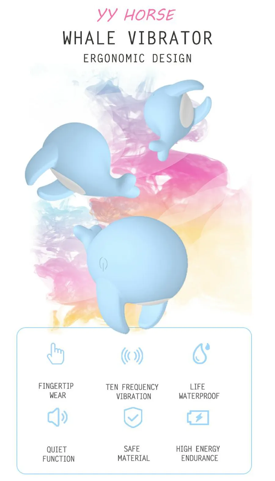 YY HORSE Whale Compact Fingertip Vibrator Clit Stimulator